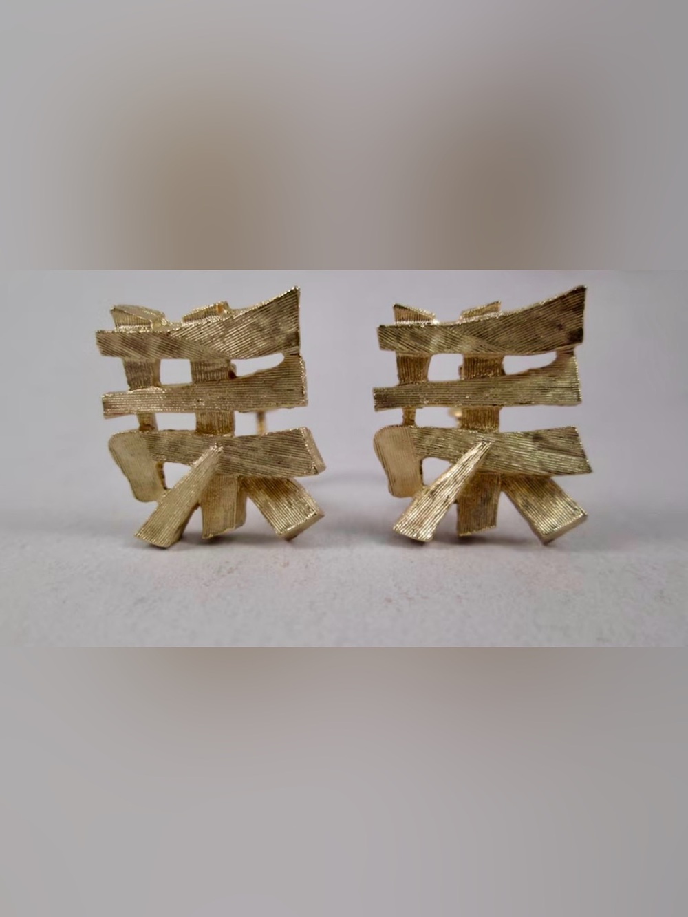 Stunning Napier PAT PEN Dynasty Collection Clip On Earrings Chinese Characters